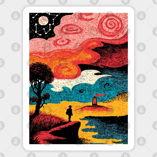 Dreamer's Shore | Surreal Psychedelic Night Sky Magnet by TuncGK